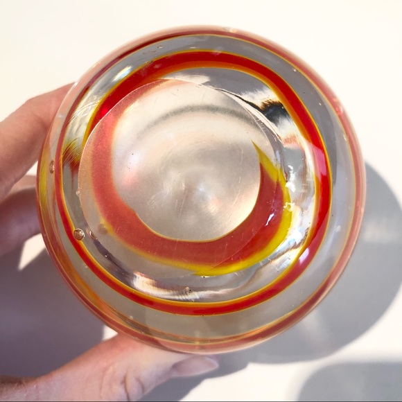 Vintage art glass red and orange swirl paper weight (1.8lbs) - Picture 3 of 7